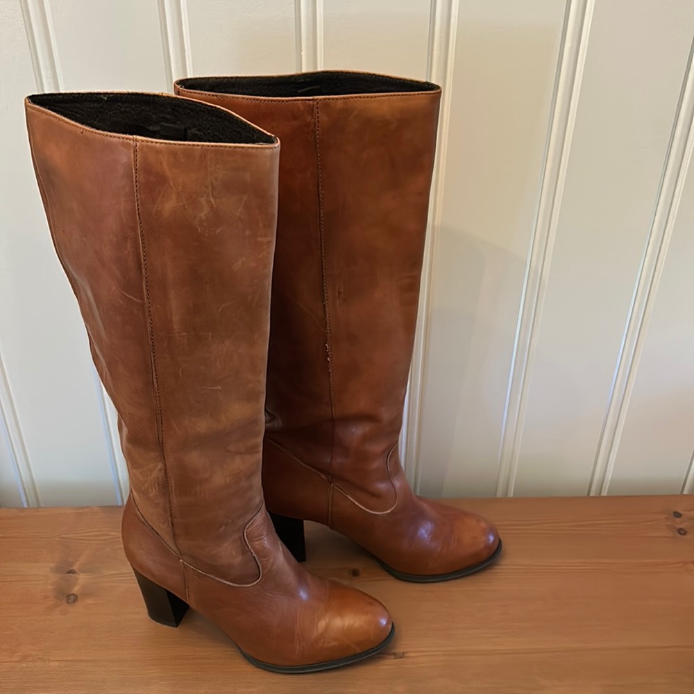 Aldo leather boots -  beautiful cognac brown size  7.5  US. Euro 38